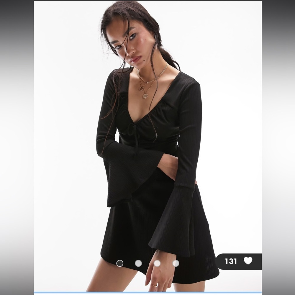 New Topshop jersey mini tea dress in black size‎ 4/6